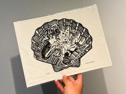 I Enjoy Being a Dyke Seashell Linocut Print