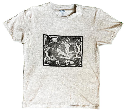 Medium - One of a Kind Short Sleeve Linoleum Printed T Shirt