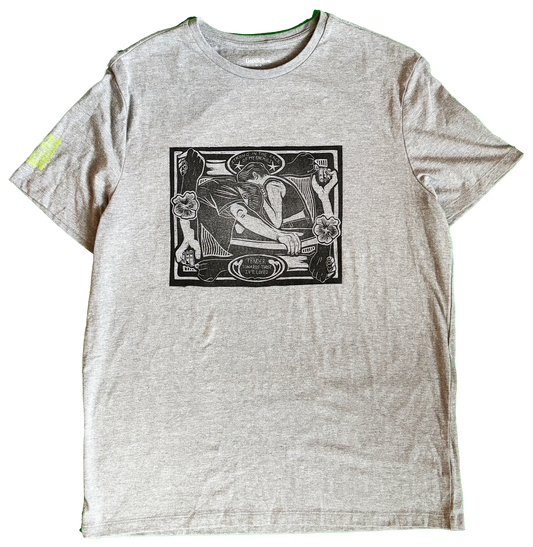 Large - One of a Kind Short Sleeve Linoleum Printed T Shirt