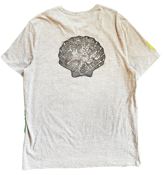 Large - One of a Kind Short Sleeve Linoleum Printed T Shirt