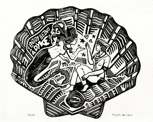 I Enjoy Being a Dyke Seashell Linocut Print